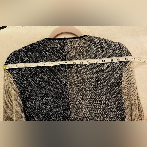 NWOT Eileen Fisher Wool Organic Linen Open Cardigan Sweater Colorblock Gray - Picture 16 of 16